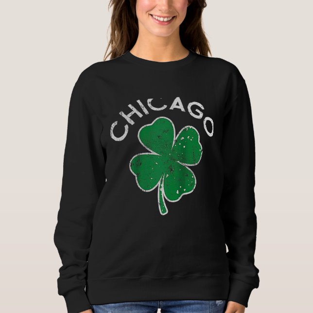 Sweatshirt Chicago Lucky C St Patrick's Day Distress Raglan B (Devant)
