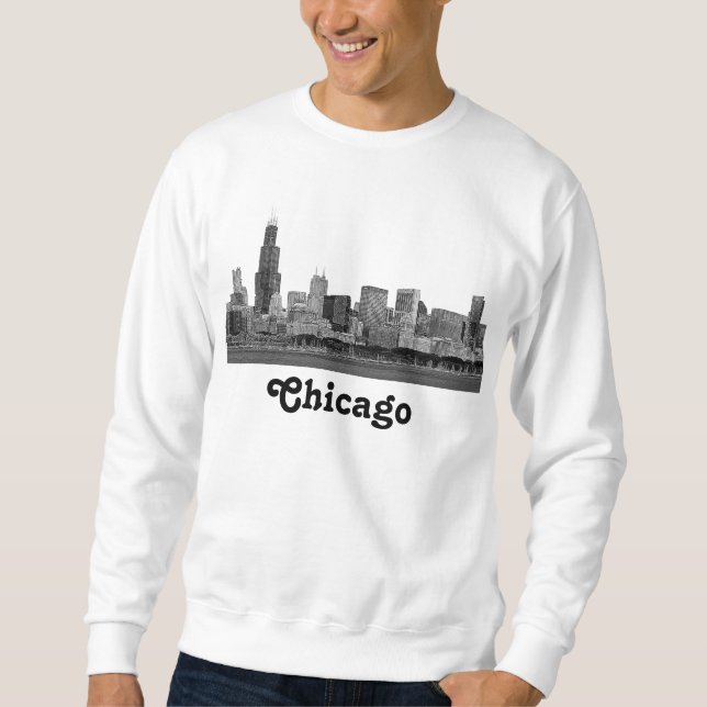 Sweatshirt Chicago Skyline Gravé (Devant)