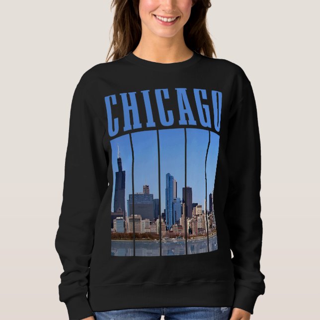 Sweatshirt Chicago Skyline Illinois Vintage Pride Chicago (Devant)