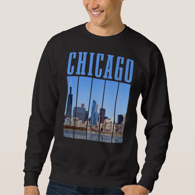 Sweatshirt Chicago Skyline Illinois Vintage Pride Chicago (Devant)