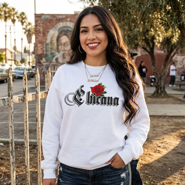 Sweatshirt Chicana Rose Rouge (Créateur téléchargé)