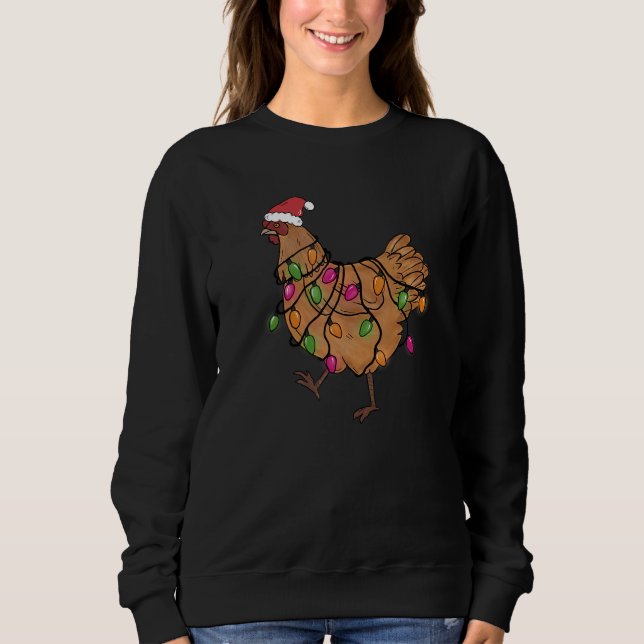 Sweatshirt Chicken Christmas Santa  Christmas Lights Chicken (Devant)