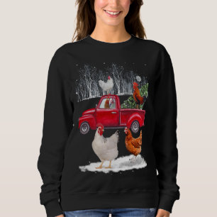 Sweatshirt Chicken équitation Camion Rouge Joyeux Noël Poulet