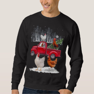 Sweatshirt Chicken équitation Camion Rouge Joyeux Noël Poulet