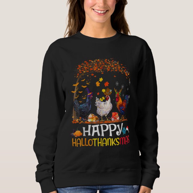 Sweatshirt Chicken Halloween Happy (Devant)