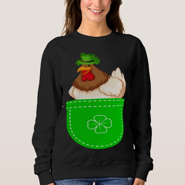Sweatshirt Chicken In Pocket  St Patrick s Day Costume Shamro (Devant)