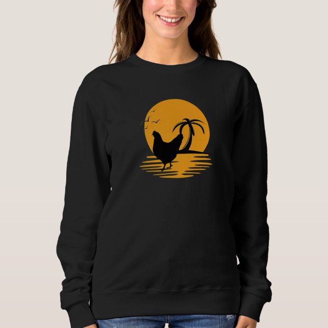 Sweatshirt Chicken Retro Sunset Funny Farmer (Devant)