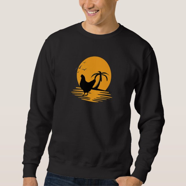 Sweatshirt Chicken Retro Sunset Funny Farmer (Devant)