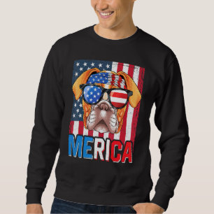 Sweatshirt Chien à drapeau de la boîte Merica 4 juillet à chi