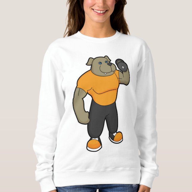 Sweatshirt Chien à la condition physique avec Dumbbell (Devant)
