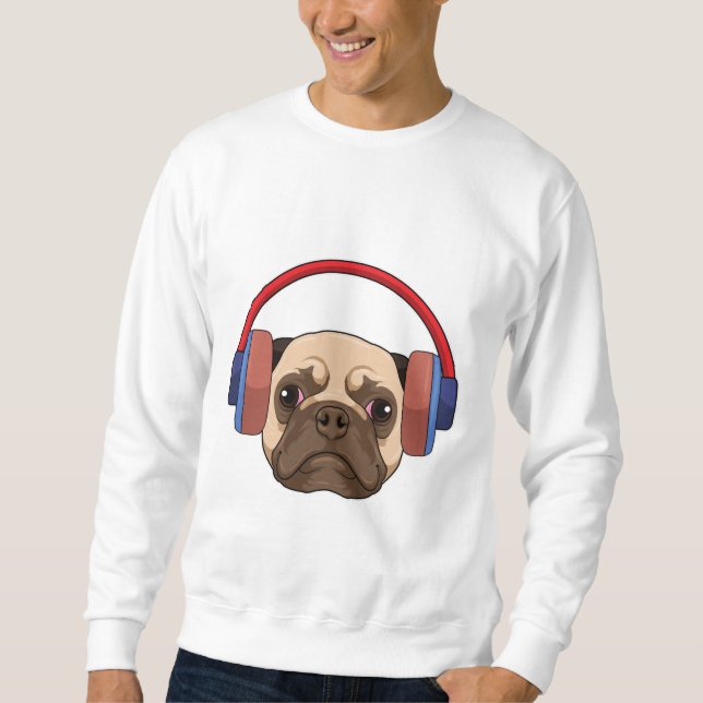 Sweatshirt Chien à la musique avec casque (Devant)