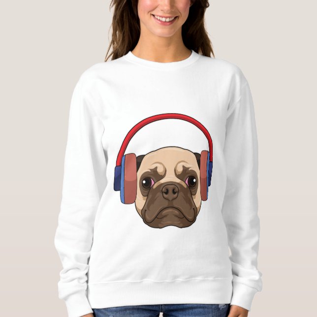 Sweatshirt Chien à la musique avec casque (Devant)