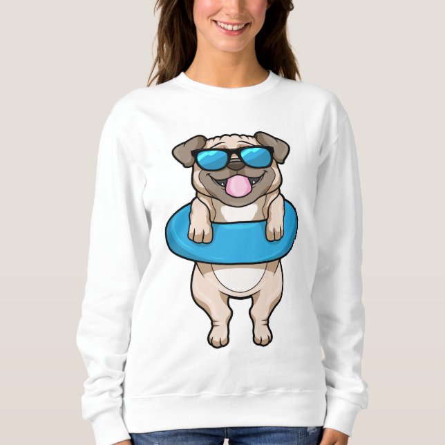Sweatshirt Chien à la natation avec anneau de natation (Devant)