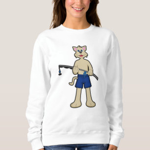 Sweatshirt Chien à la pêche avec la canne à pêche et le poiss