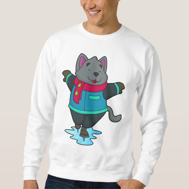 Sweatshirt Chien à Patinage sur glace avec patins sur glace e (Devant)