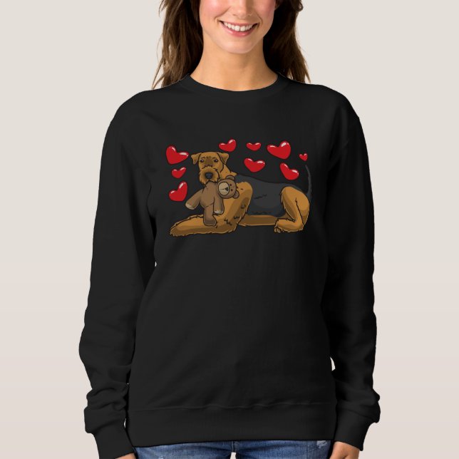Sweatshirt Chien Airedale Terrier Avec Animal Stuffé (Devant)