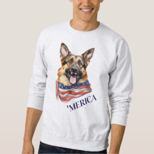 Sweatshirt Chien allemand Patriotique États-Unis 'Merica Drap
