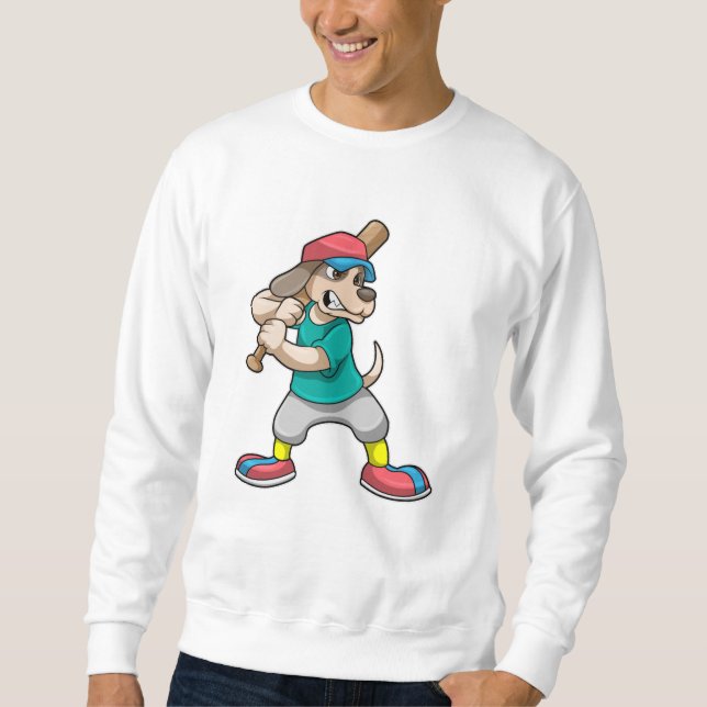 Sweatshirt Chien au baseball avec batte de baseball (Devant)