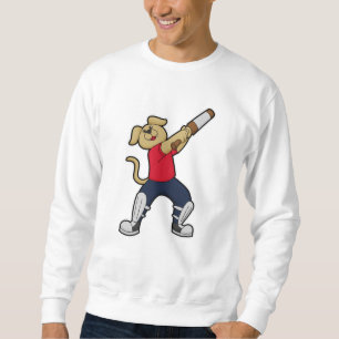 Sweatshirt Chien au cricket avec batte de cricket
