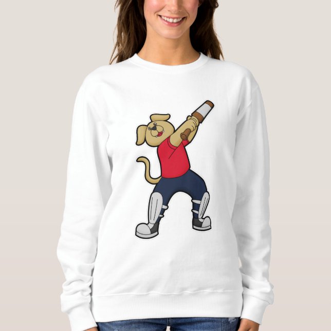 Sweatshirt Chien au cricket avec batte de cricket (Devant)