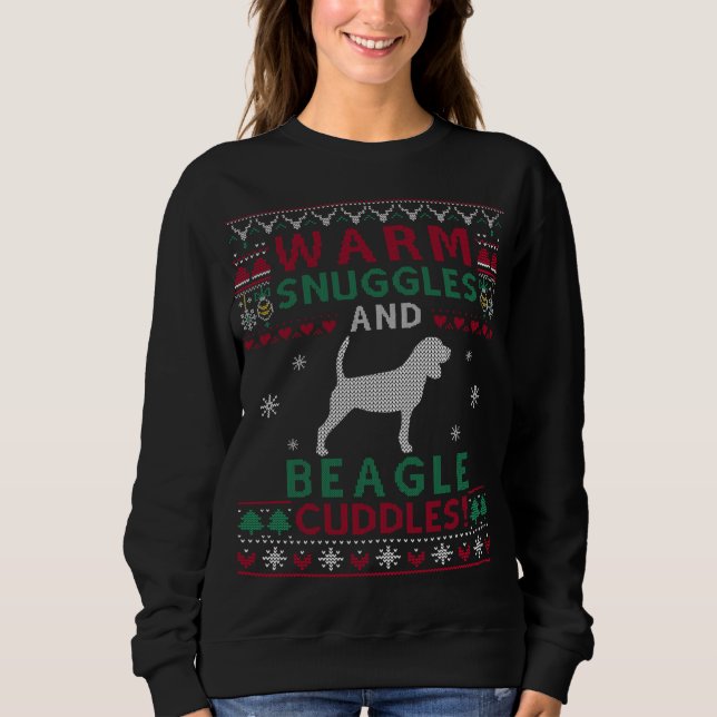 Sweatshirt Chien Beagle de Noël, style sucré moche (Devant)
