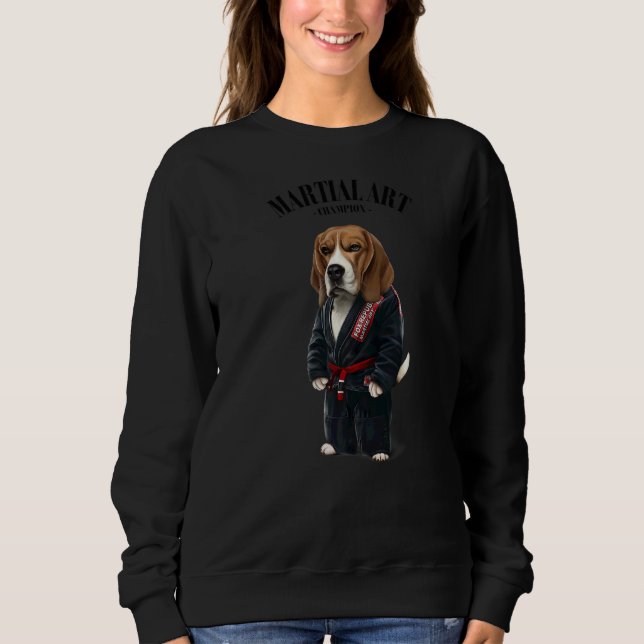Sweatshirt Chien beagle Judo Karate Master En Judogi Noir 1 (Devant)