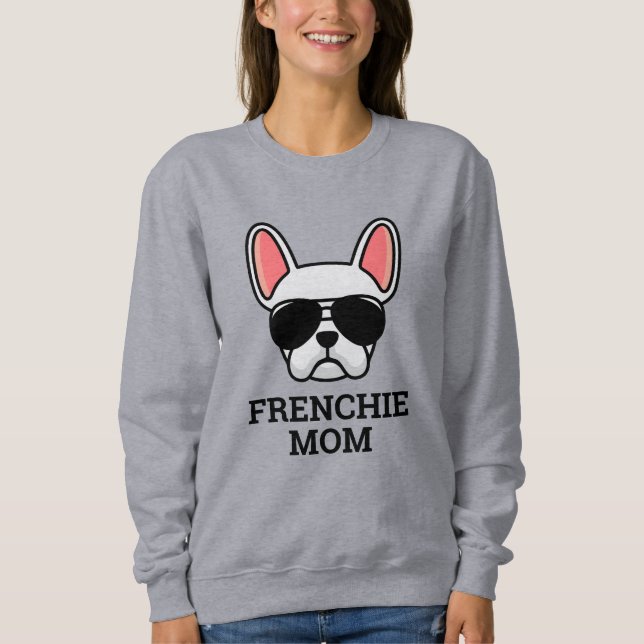 Sweatshirt Chien blanc Français Chien français Frenchie Maman (Devant)