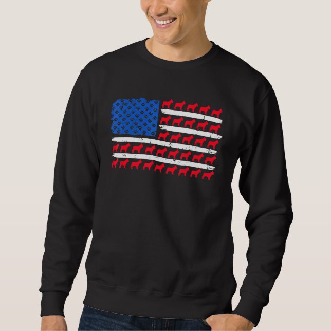 Sweatshirt Chien Bouledogue Français avec Drapeau Américain P (Devant)