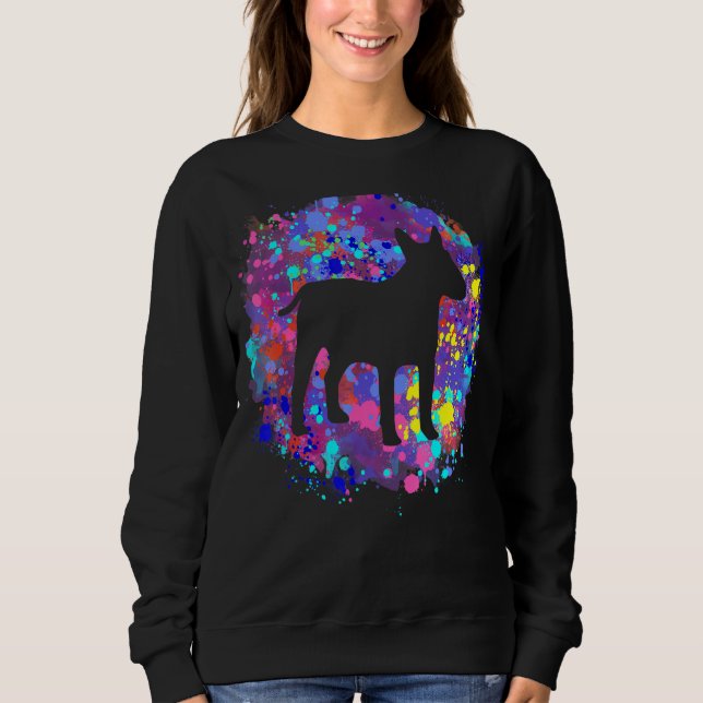 Sweatshirt Chien Bull Terrier Rose éclaboussure d'aquarelle A (Devant)