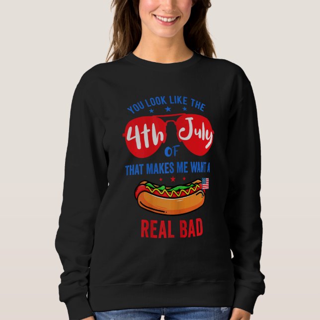 Sweatshirt Chien chaud 4 juillet Drapeau américain (Devant)