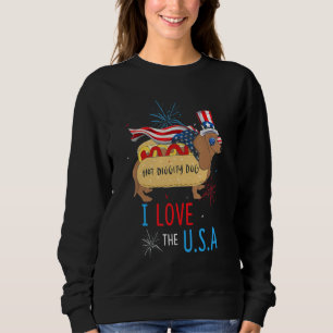 Sweatshirt Chien Chaud Du 4 Juillet Je T'aime Usa Hot Do