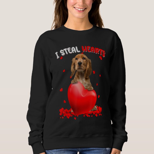 Sweatshirt Chien Cocker Spaniel Anglais Je Vole Coeur Mignon  (Devant)