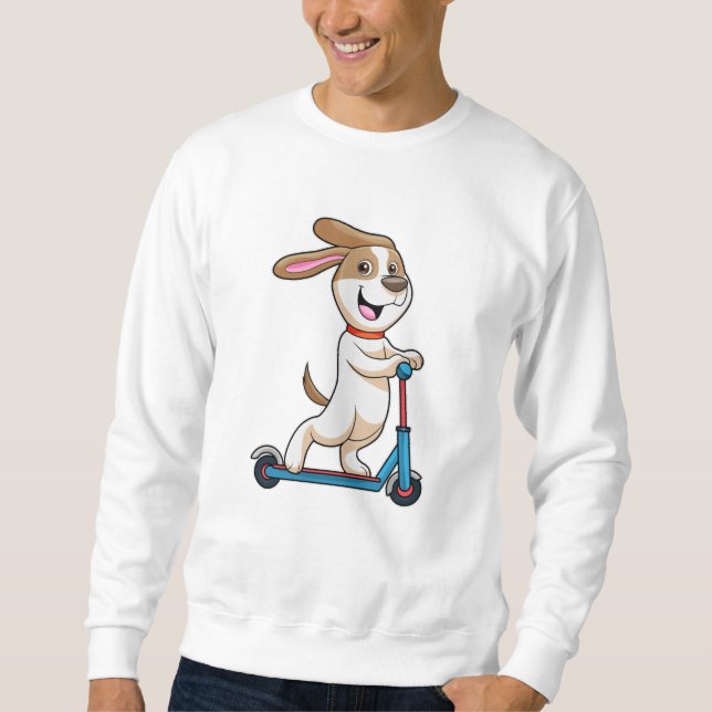 Sweatshirt Chien comme Biker avec Scooter (Devant)