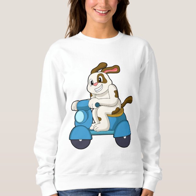 Sweatshirt Chien comme Biker avec Scooter.PNG (Devant)
