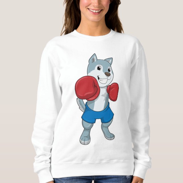 Sweatshirt Chien comme boîte avec gants de boxe (Devant)