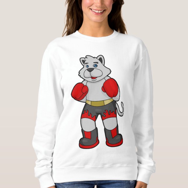 Sweatshirt Chien comme boîte avec gants de boxe (Devant)