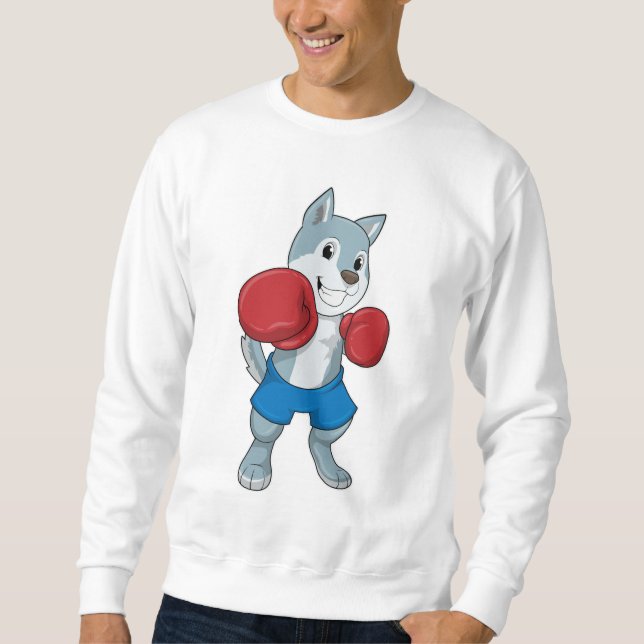Sweatshirt Chien comme boîte avec gants de boxe (Devant)