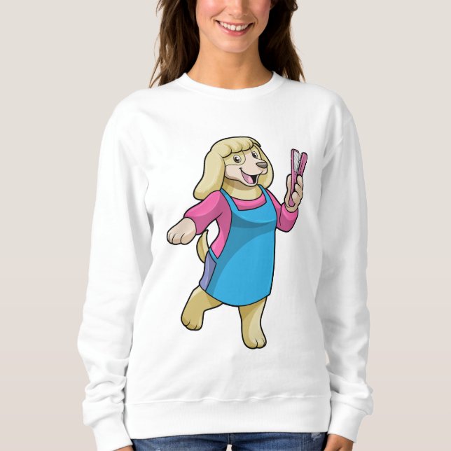 Sweatshirt Chien comme coiffeur avec peigne (Devant)