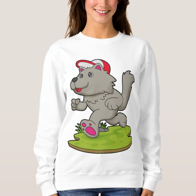 Sweatshirt Chien comme coureur avec Casquette (Devant)