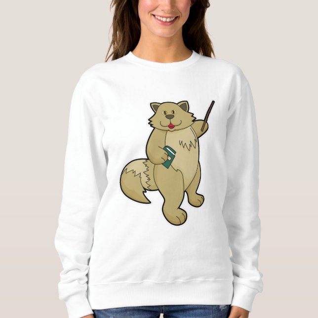 Sweatshirt Chien comme enseignant avec livre et pointeur (Devant)