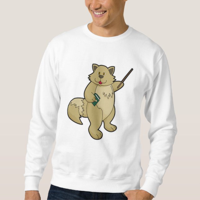Sweatshirt Chien comme enseignant avec livre et pointeur (Devant)