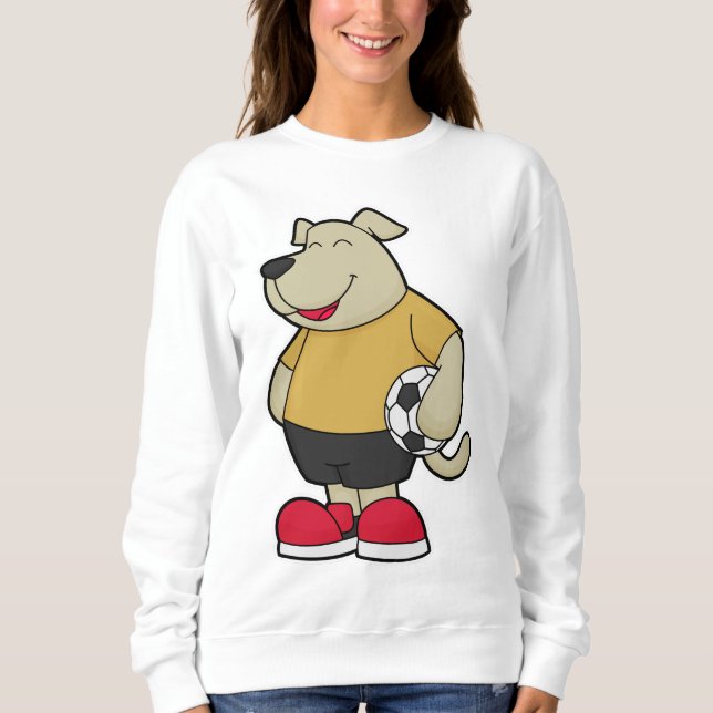 Sweatshirt Chien comme joueur de football avec balle de footb (Devant)