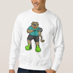 Sweatshirt Chien comme joueur de tennis avec raquette de tenn