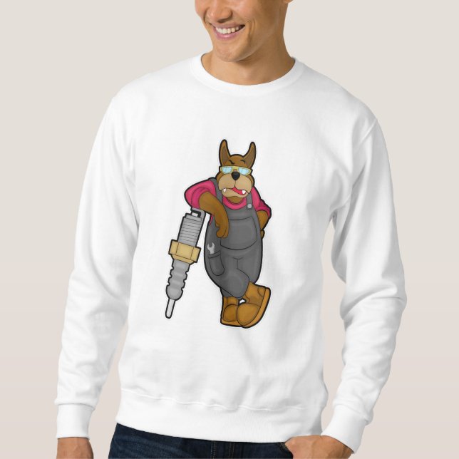 Sweatshirt Chien comme mécanicien avec bougie (Devant)