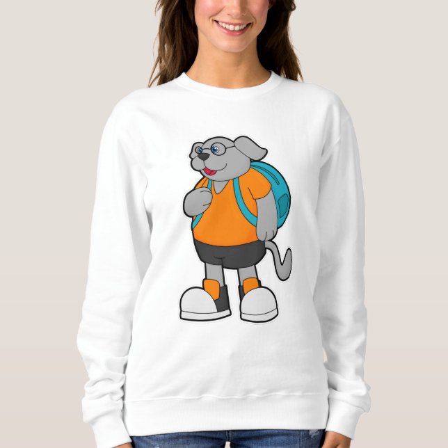 Sweatshirt Chien comme randonneur avec sac à dos (Devant)