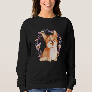 Sweatshirt Chien Corgi Mignon Aquarelle Esthétique Chiot Corg
