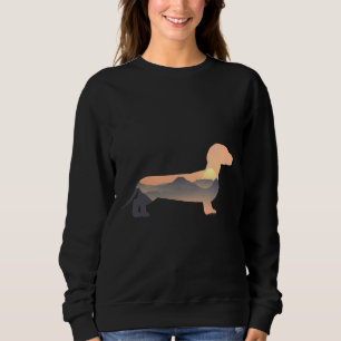 Sweatshirt Chien Dachshund Silhouette Sun Mountain