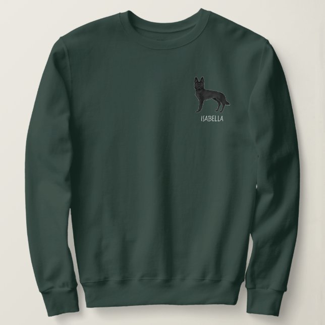 Sweatshirt Chien de berger allemand noir avec texte personnal (Design devant)