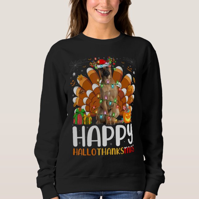 Sweatshirt Chien de berger belge Halloween Noël Hallothan (Devant)