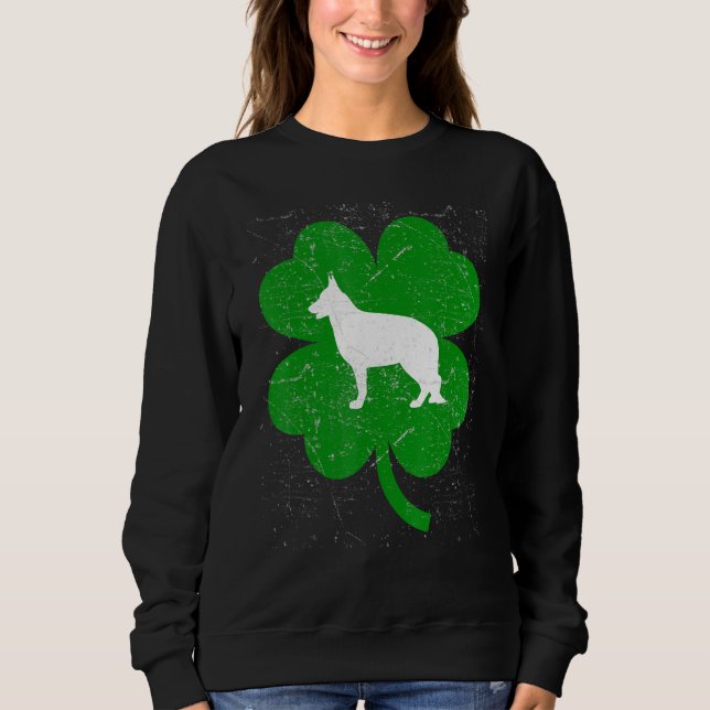 Sweatshirt Chien de Berger Hollandais Shamrock Saint Patrick' (Devant)